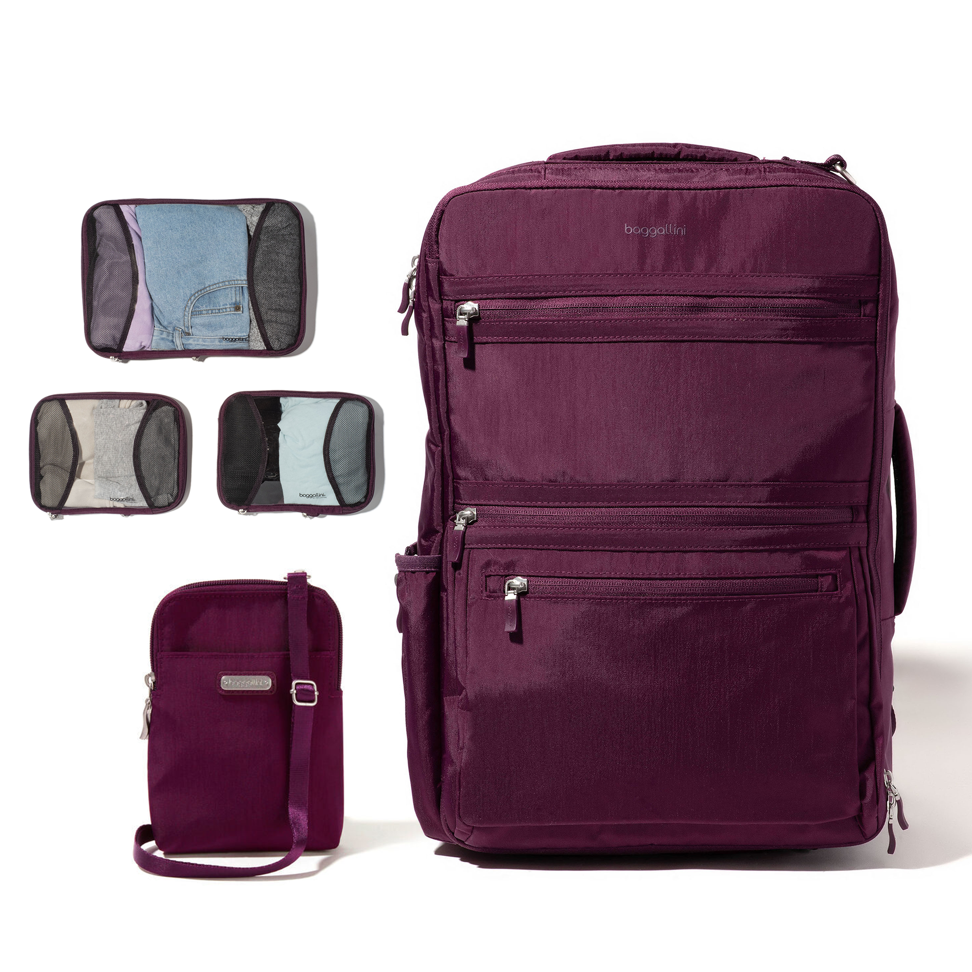 Carry-On Essentials: Convertible Backpack + Crossbody + Packing Cubes