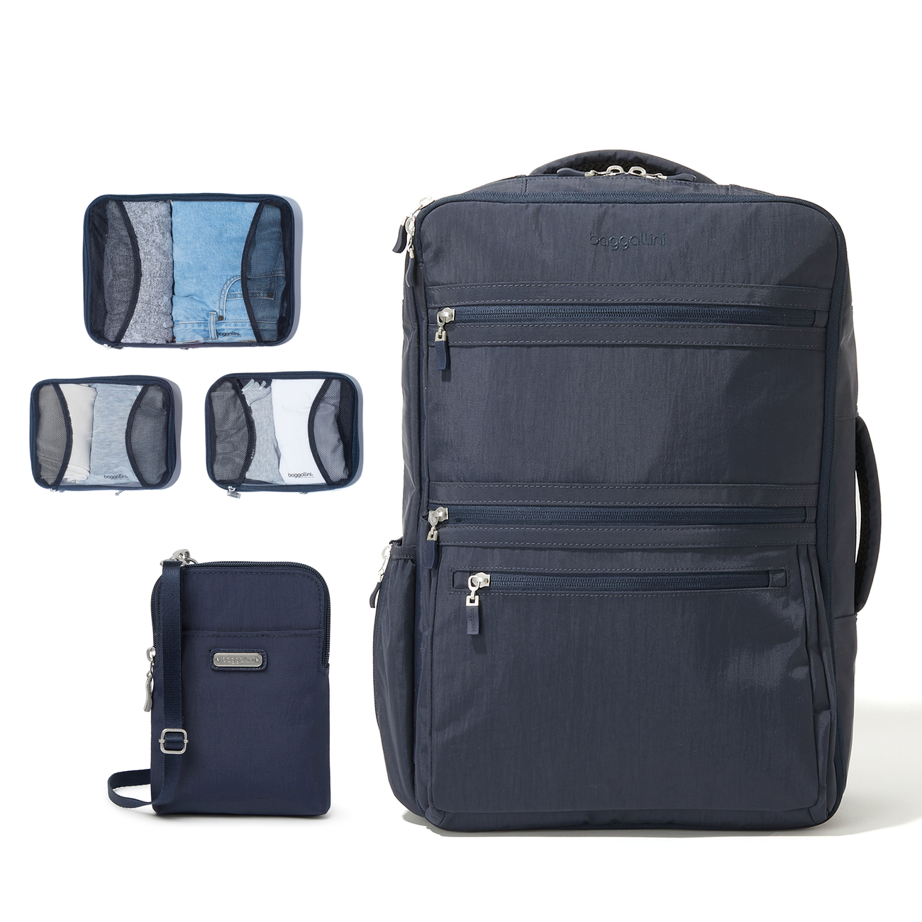 Carry-On Essentials: Convertible Backpack + Crossbody + Packing Cubes